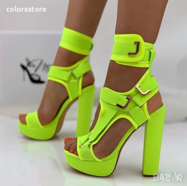 Сандали на ток - неон - R1L9213-6, снимка 1
