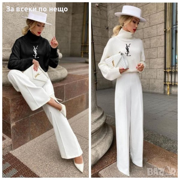 Дамска блуза финно плетиво с бродирано лого YVES SANT LAURENT, снимка 1