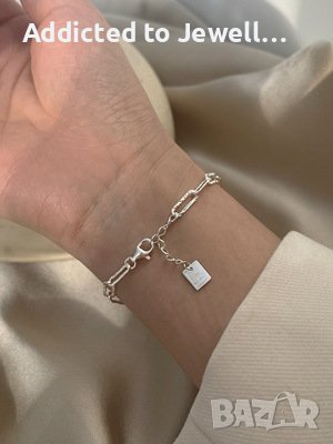 Тотална разпродажба - 50% Сребърна геометрична гривна, снимка 1