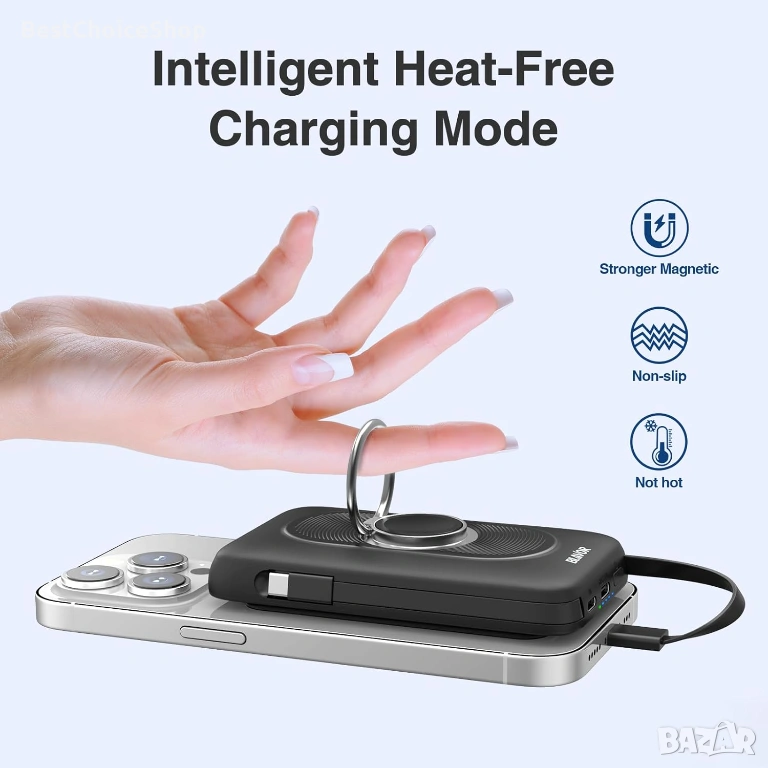 Магнитна външна батерия с 2 кабела, 5 в 1, 20000mAh, снимка 1