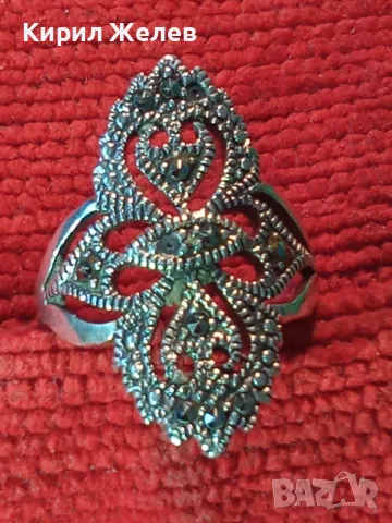 РАЗКОШЕН АЖУРЕН СКЪПОЦЕНЕН СРЕБЪРЕН ПРЪСТЕН СРЕБРО 925 ИНКРУСТИРАН с ФАСЕТИРАНИ МАРКАЗИТИ 49113, снимка 13 - Пръстени - 50024244