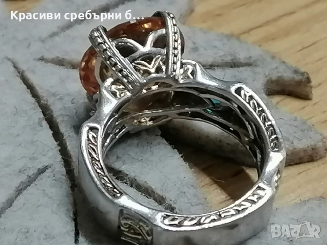 Масивен сребърен пръстен с камъни, снимка 2 - Пръстени - 49828875