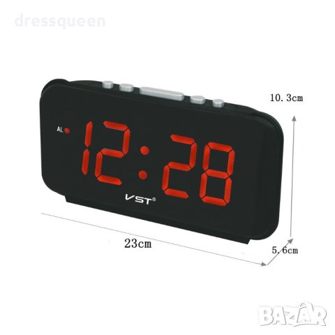 806 Настолен часовник с аларма, голям 1,8" LCD дисплей, Черен, снимка 10 - Други - 44010903