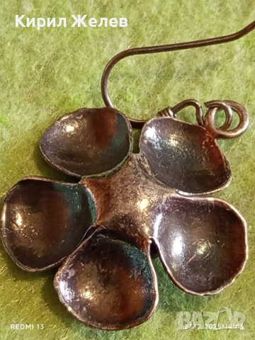 Винтидж сребърни обеци с флорален мотив майстоска ръчна изработка 51106, снимка 7 - Обеци - 52912424