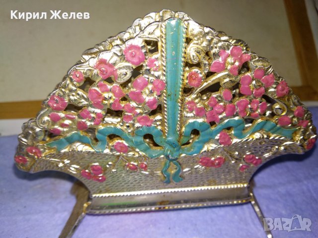 Стара РУСКА СССР МЕТАЛНА ФЛОРАЛНО ОРНАМЕНТИРАНА НАСТОЛНА ПОСТАВКА За ПИСМА БЕЛЕЖКИ САЛФЕТКИ 41345, снимка 9 - Антикварни и старинни предмети - 43828016