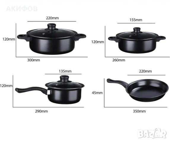 Комплект съдове за готвене от 13 части,незалепващо покритие, снимка 3 - Съдове за готвене - 49342142