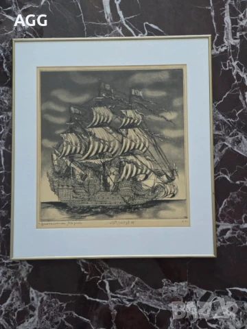 Графика на Тодор Петров от 1989 година - оригинал, снимка 3 - Картини - 39963719