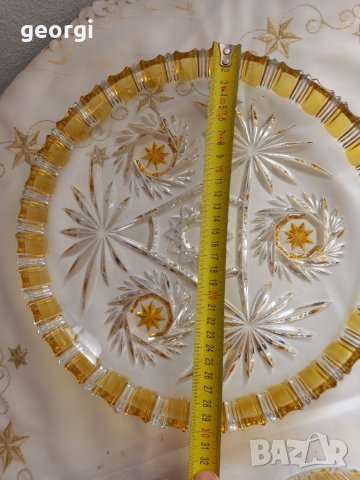 Немски двуцветен кристал плато и купа 13/3, снимка 9 - Прибори за хранене, готвене и сервиране - 35475592
