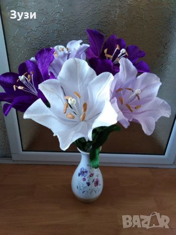 Цветя от хартия, снимка 5 - Изкуствени цветя - 27822533