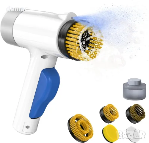 Електрически скрубер със спрей, IPX7 водоустойчива безжична четка за почистване с 5 сменяеми глави