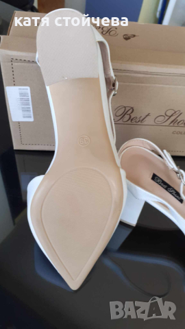 бели обувки, снимка 3 - Дамски обувки на ток - 44900762