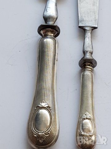 Сребърна стара вилица и шпатула за барбекю, снимка 5 - Прибори за хранене, готвене и сервиране - 33617014