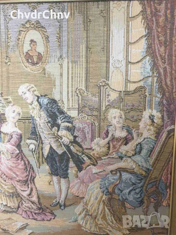 дървена рамка 148x51см/голям стар френски гоблен/барокова картина, снимка 7 - Гоблени - 50524010