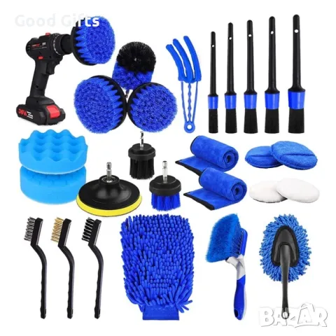 ГОЛЯМ КОМПЛЕКТ ЗА ВЪНШНО И ВЪТРЕШНО ПОЧИСТВАНЕ НА АВТОМОБИЛ, 26 ЧАСТИ, снимка 2 - Аксесоари и консумативи - 47507930