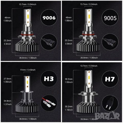 🔝 INFITARY ®️ ✔️12000LM ✔️6500K ✔️72W  ✔️6500K H4 LED крушка за фарове H7 LED H11 H1 HB3 HB4 с 1860, снимка 12 - Аксесоари и консумативи - 27587368