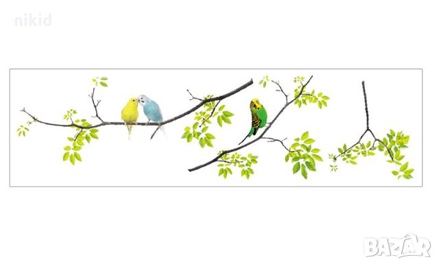 Папагалчета канарчета стикер лепенка за стена таван мебел самозалепващ, снимка 2 - Други - 26581222