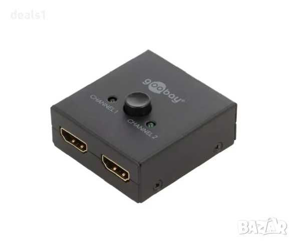 Goobay 58485 HDMI Превключвател 2в1 4K при 30Hz (2160p) HDMI 1.4 Switch Box за PS4 PS5 Лаптопи 
