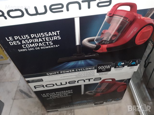 Мощна прахосмукачка Rowenta max 900w , Нова червена Прахосмукачка с контейнер , снимка 4 - Прахосмукачки - 43142279