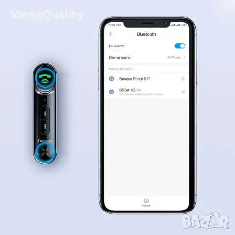 Baseus Aux Car Bluetooth Wireless receiver хендсфри, адаптер, превръщащ всяка аудио с-ма в безжична, снимка 8 - Аксесоари и консумативи - 49684005