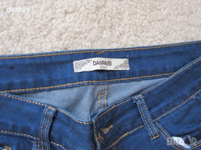 Дамски слим дънки индиго DANPAISI, размер 30, снимка 4 - Дънки - 34636501
