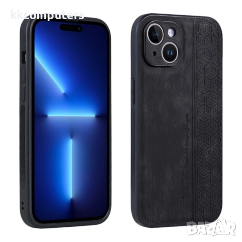 Apple iPhone 15 ЕAZNS Удароустойчив Кожен Калъф и Протектор, снимка 2 - Калъфи, кейсове - 52202639