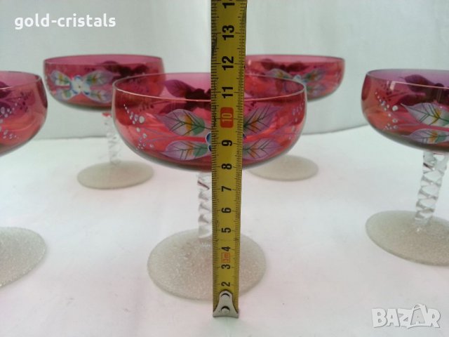 Стъклени чаши рисувани Бохемия , снимка 3 - Антикварни и старинни предмети - 33551374