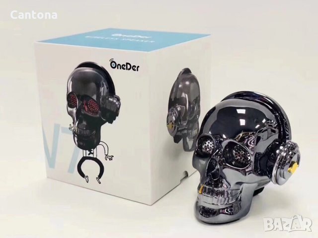 Портативна Блутут колона с радио Skull OneDer V7 във формата на череп, снимка 4 - Слушалки и портативни колонки - 26481434