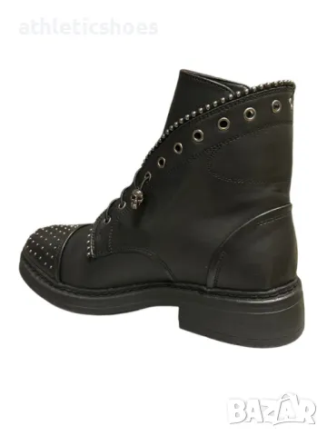 Дамски черни боти с капси -176, снимка 2 - Дамски боти - 39254461