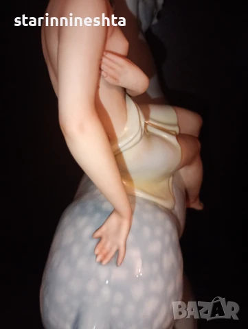 19 век Стар порцелан фигура статуетка скулптура Volkstedt Porcelain Amazon старинен порцелан , снимка 9 - Антикварни и старинни предмети - 50619537