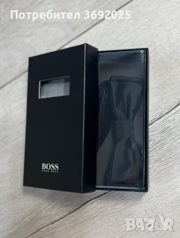 HUGO BOSS Копринена папийонка в черно, Подарък за мъже, снимка 4 - Ризи - 48410377