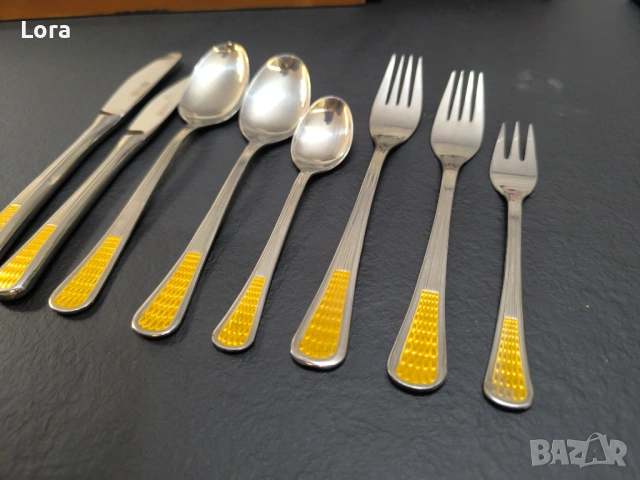 48 бр. Прибори / комплект/ Петко Денев / от социализма / Set of 48 pcs utensils from souvient union, снимка 5 - Антикварни и старинни предмети - 53297584