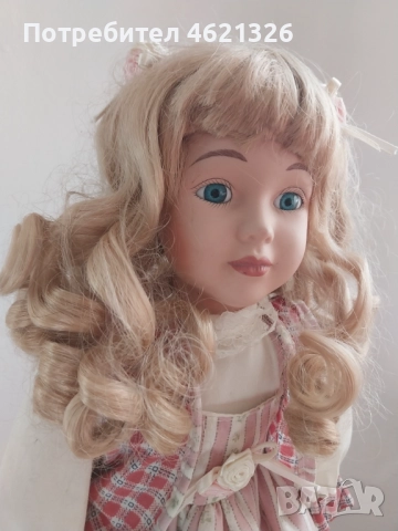 Винтидж порцеланова кукла като ново, ръчна изработка колекционерска, снимка 3 - Декорация за дома - 52155616