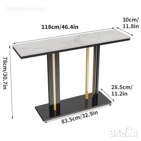 ПРОМОЦИЯ Луксозна конзолна маса с плот от синтерован камък WISFOR JJ-XZ181-LFC, снимка 6 - Маси - 49115353