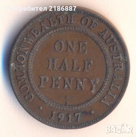 Австралия 1/2 пени 1917 година