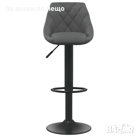 Бар табуретки, 2 бр, тъмносиви, кадифе, снимка 9 - Столове - 48921337