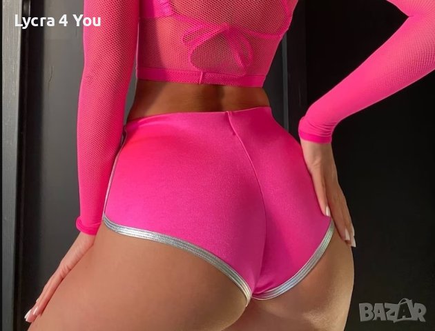Booty hot shorts L супер лъскави, розови дамски боксерки от ликра, снимка 3 - Бельо - 43290415