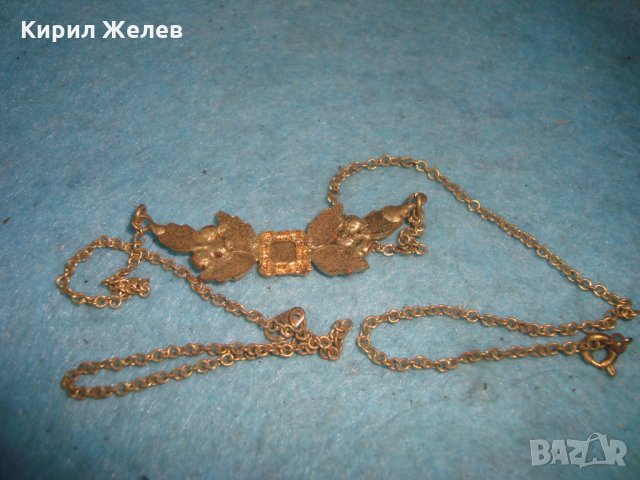 СТАРИННО БРОНЗОВО ПОЗЛАТЕНО ФЛОРАЛНО КОЛИЕ с инкрустирани циркони 19093, снимка 5 - Антикварни и старинни предмети - 35232419
