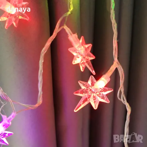 5403 Многоцветни коледни лампички Звезди, 28 LED, 280 см, снимка 2 - Лед осветление - 47818857