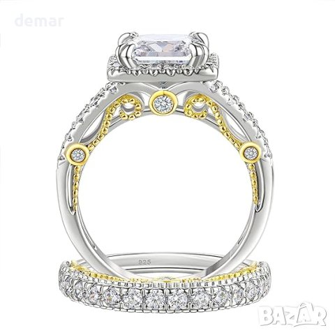 SweetJewКомплект сребърни сватбени пръстени за жени с кубичен цирконий, снимка 4 - Пръстени - 43581805