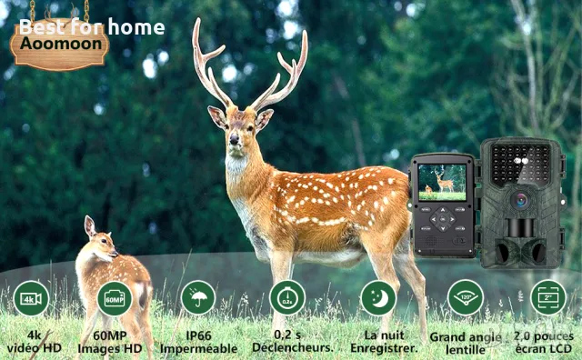 Woomoon Ловна камера 60MP 4K HD с 64 GB SD карта, снимка 10 - Оборудване и аксесоари за оръжия - 48468209