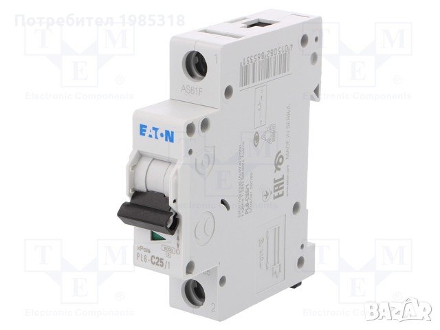 ПРЕДПАЗИТЕЛ АВТОМАТИЧЕН EATON PL6-C25, 25A, 1P, 6KA