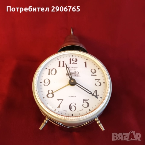 Часовник будилник Янтар с кабанка работещ, снимка 6 - Антикварни и старинни предмети - 52170980