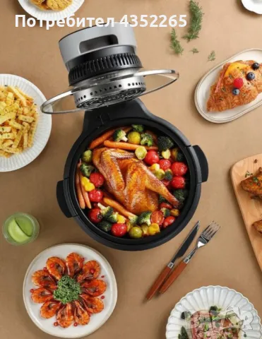 Мощен еър фрайър 5.5L , снимка 2 - Фритюрници - 49336549