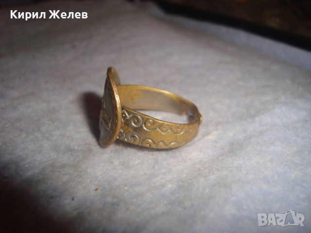 ЕРОТИЧЕН СТАРИНЕН БРОНЗОВ ОРНАМЕНТИРАН ПРЪСТЕН ПОСРЕБРЕН МАЙСТОРСКИ УЛТРА РЯДЪК за КОЛЕКЦИЯ 29138, снимка 5 - Антикварни и старинни предмети - 37513315
