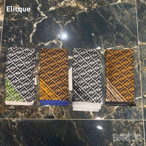 Копринен шал Висококачествена материя  Включена е кутия с марка 45x45 см fendi, снимка 6 - Шалове - 53289082