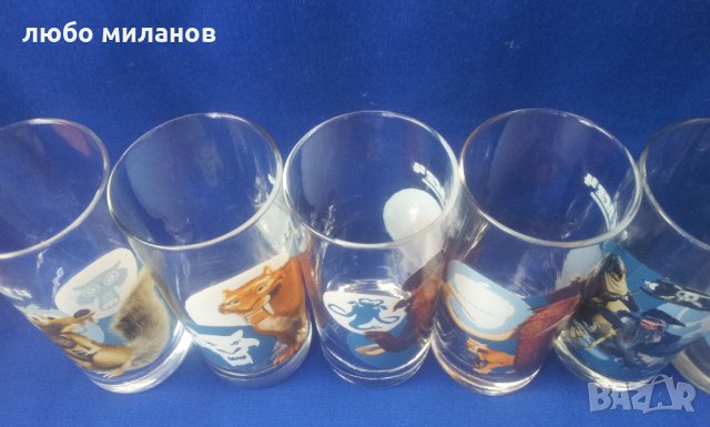 Пълен комплект стъклени чаши "Ледена епоха". 6 бр, снимка 4 - Колекции - 35001578
