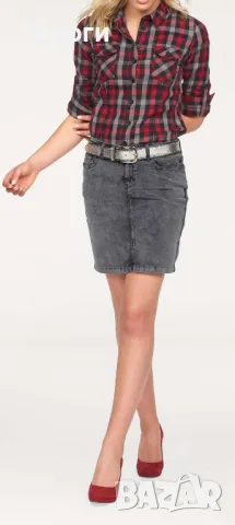 Стилна риза arizona, сиво-черно-червено каре, EUR 38, снимка 5 - Ризи - 50252356