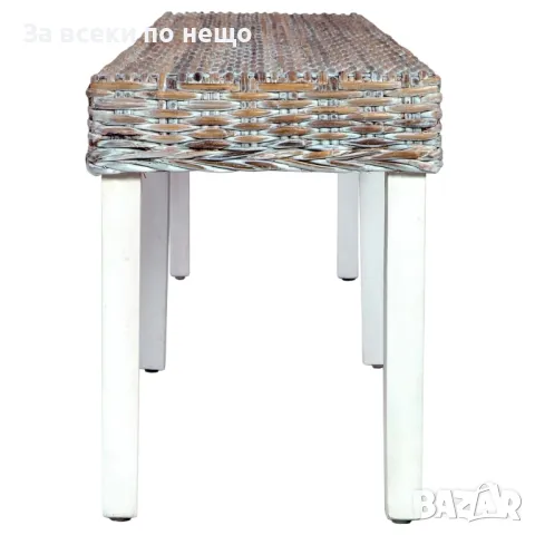 Пейка, 160 см, бяла, естествен кубу ратан и мангово дърво масив Код P257, снимка 2 - Градински мебели, декорация  - 49768113