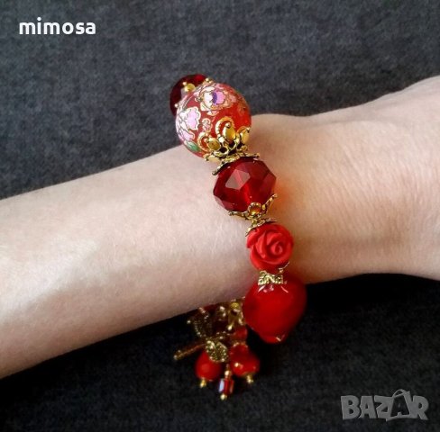 Флорална гривна с кристали, снимка 6 - Гривни - 43080997