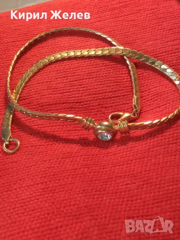 СТАРО РЕТРО БИЖУ ПРЕКРАСНО ДЕБЕЛО ПОЗЛАТЕНО МЕДНО КОЛИЕ с ИСКРЯЩ ФАСЕТИРАН СКЪПОЦЕНЕН КАМЪК 47382, снимка 16 - Антикварни и старинни предмети - 47120589